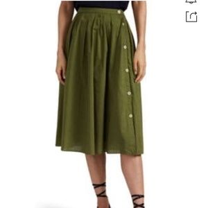 Alex Mill Women's Pleated Midi-Skirt Green NWT